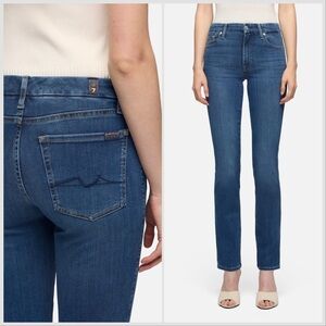 7 For All Mankind Women's Straight Leg Jeans in Medium Blue Denim